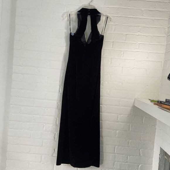Jessica McClintock 90s Gunne Sax Black Velvet Halter Formal Gown Dress Prom - XS - Picture 8 of 10